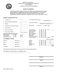 Document preview: Form HCD433(B) Notice to Assessor - California