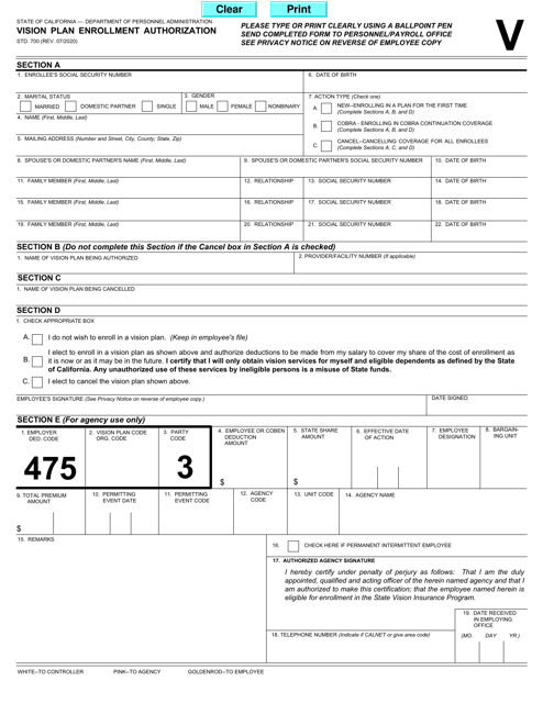 Form STD.700  Printable Pdf