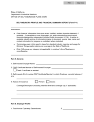 Form P-1 &quot;Self-insurer's Profile and Financial Summary Report&quot; - California
