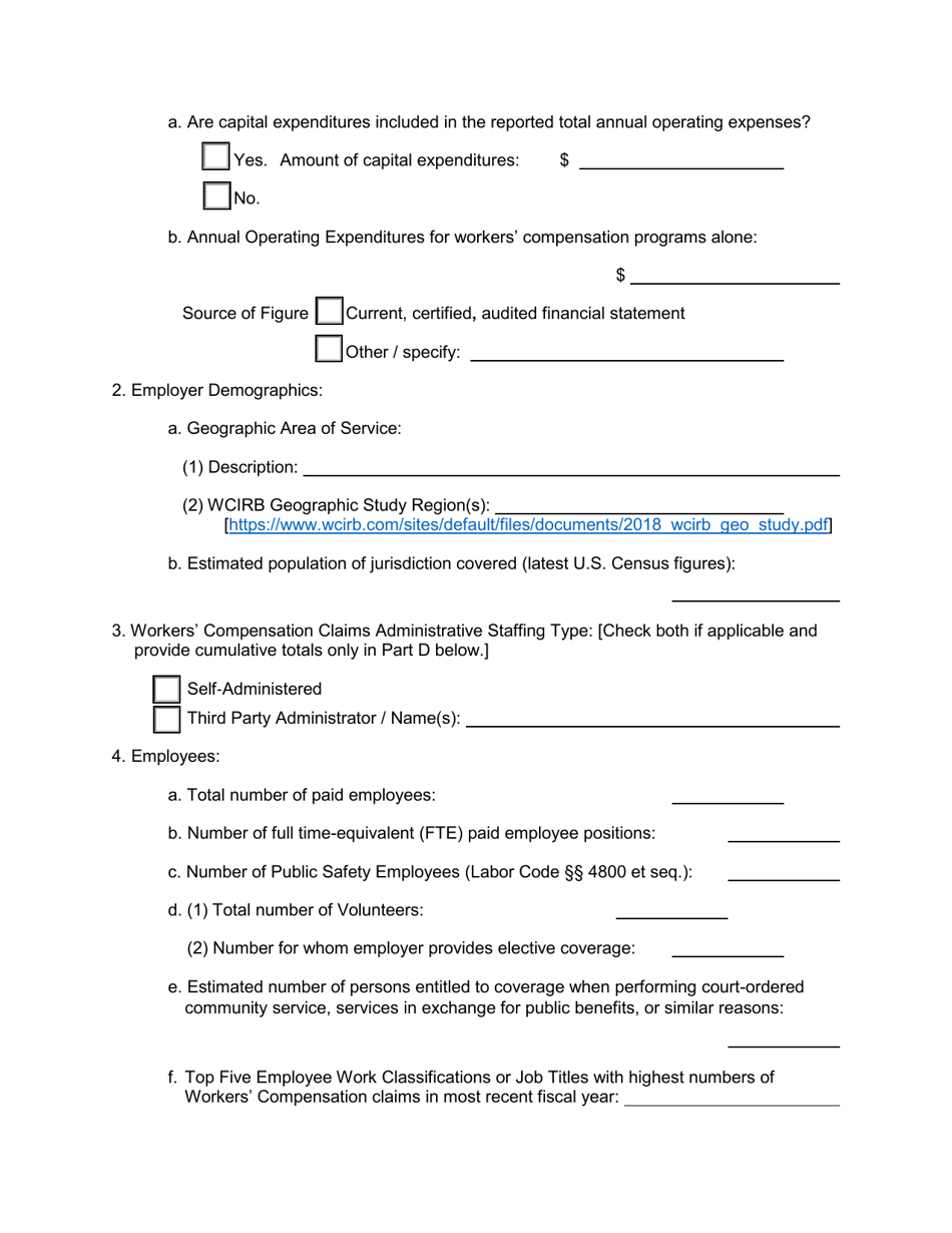 Form P-1 Self-insurers Profile and Financial Summary Report - California, Page 2