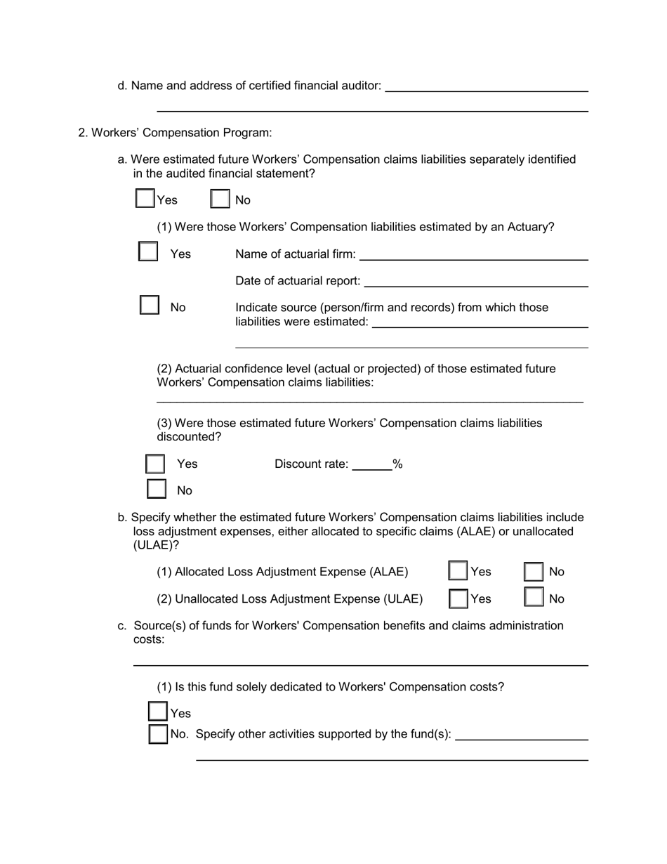 Form P-1 Self-insurers Profile and Financial Summary Report - California, Page 4