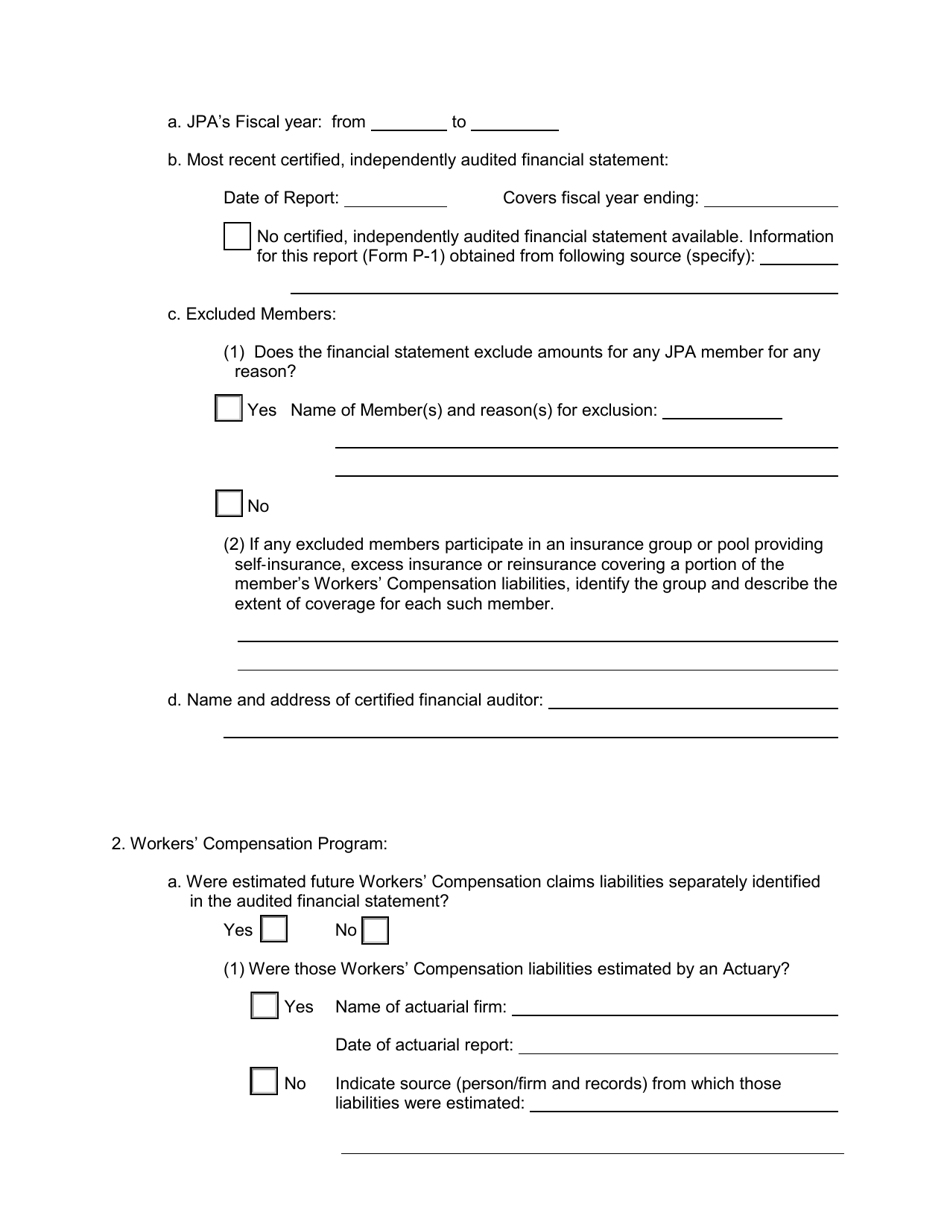 Form J-1 Joint Powers Authority (Jpa) Self-insurers Profile and Financial Summary Report - California, Page 4