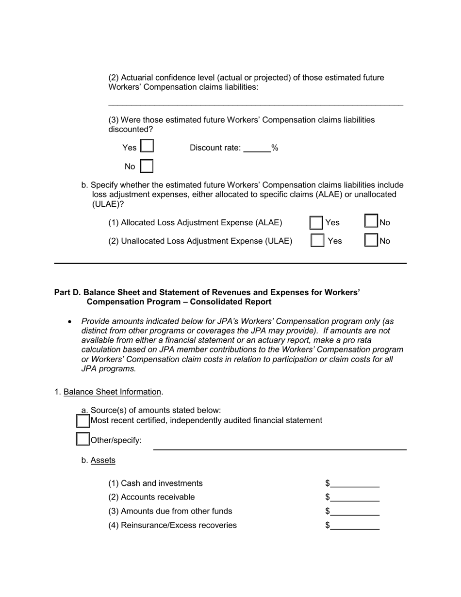 Form J-1 Joint Powers Authority (Jpa) Self-insurers Profile and Financial Summary Report - California, Page 5