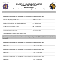 Form BOF1021 Application for Ammunition Vendor License (Non-firearms Dealer) - California, Page 2