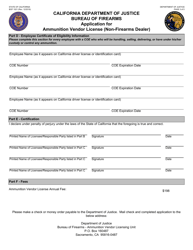 Form BOF1021 Application for Ammunition Vendor License (Non-firearms Dealer) - California, Page 3