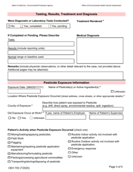 Form OEH700 Confidential Report of Known or Suspected Pesticide-Related Illness - California, Page 3