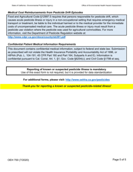 Form OEH700 Confidential Report of Known or Suspected Pesticide-Related Illness - California, Page 5