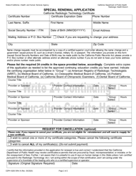 Form CDPH8200 SRA III Radiologic Technologist Special Renewal Application - California, Page 2