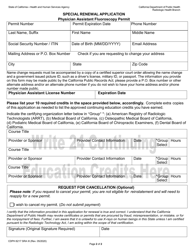 Form CDPH8217 SRA III Physician Assistant Fluoroscopy Permit Renewal - California, Page 2