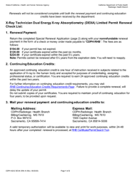 Form CDPH8232 DEXA SRA III X-Ray Technician Dual Energy X-Ray Absorptiometry (Dexa) Limited Permit Renewal - California