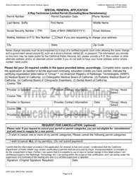 Form CDPH8232 SRA III X-Ray Technician Limited Permit Renewal (Excluding Bone Densitometry) - California, Page 2
