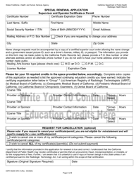 Form CDPH8238 SRA III Supervisor and Operator Certificate or Permit Renewal - California, Page 2