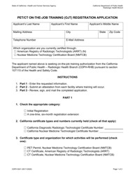 Document preview: Form CDPH8241 Pet/Ct on-The-Job Training (Ojt) Registration Application - California
