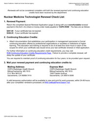 Form CDPH8435 SRA III California Nuclear Medicine Technology Certificate Renewal - California