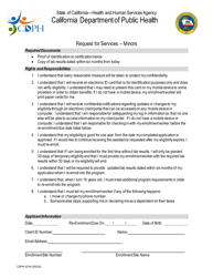 Document preview: Form CDPH8745 Request for Services - Minors - California