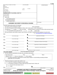 Document preview: Form FL-308 Agreement and Order to Reschedule Hearing - California