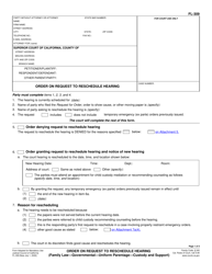 Document preview: Form FL-309 Order on Request to Reschedule Hearing - California