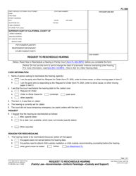 Document preview: Form FL-306 Request to Reschedule Hearing - California