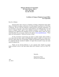 Certificate of Change of Registered Agent and/or Registered Office - Delaware