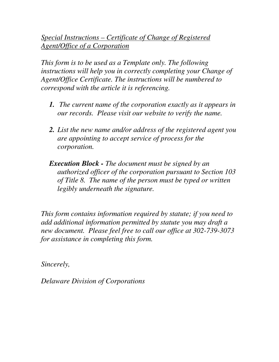 Certificate of Change of Registered Agent and / or Registered Office - Delaware, Page 2