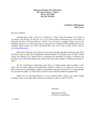 Certificate of Dissolution Short Form - Delaware