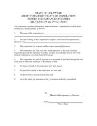 Short Form Certificate of Dissolution Before the Issuance of Shares - Delaware, Page 3