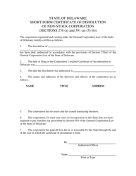 Short Form Certificate of Dissolution of Non-stock Corporation - Delaware, Page 3