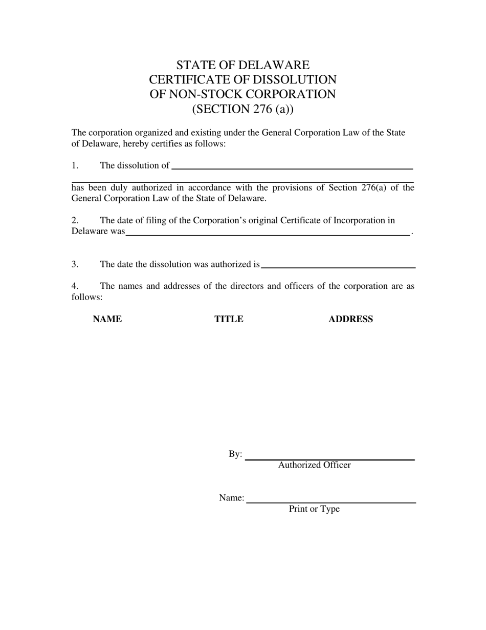 Certificate of Dissolution for Non-stock Corporation - Delaware, Page 3