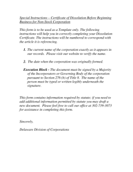 Certificate of Dissolution Before Beginning Business of Non-stock Corporation - Delaware, Page 2