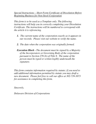 Short Form Certificate of Dissolution Before Beginning Business of Non-stock Corporation - Delaware, Page 2
