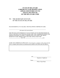 Application for Reservation of a Corporate Name - Delaware, Page 2