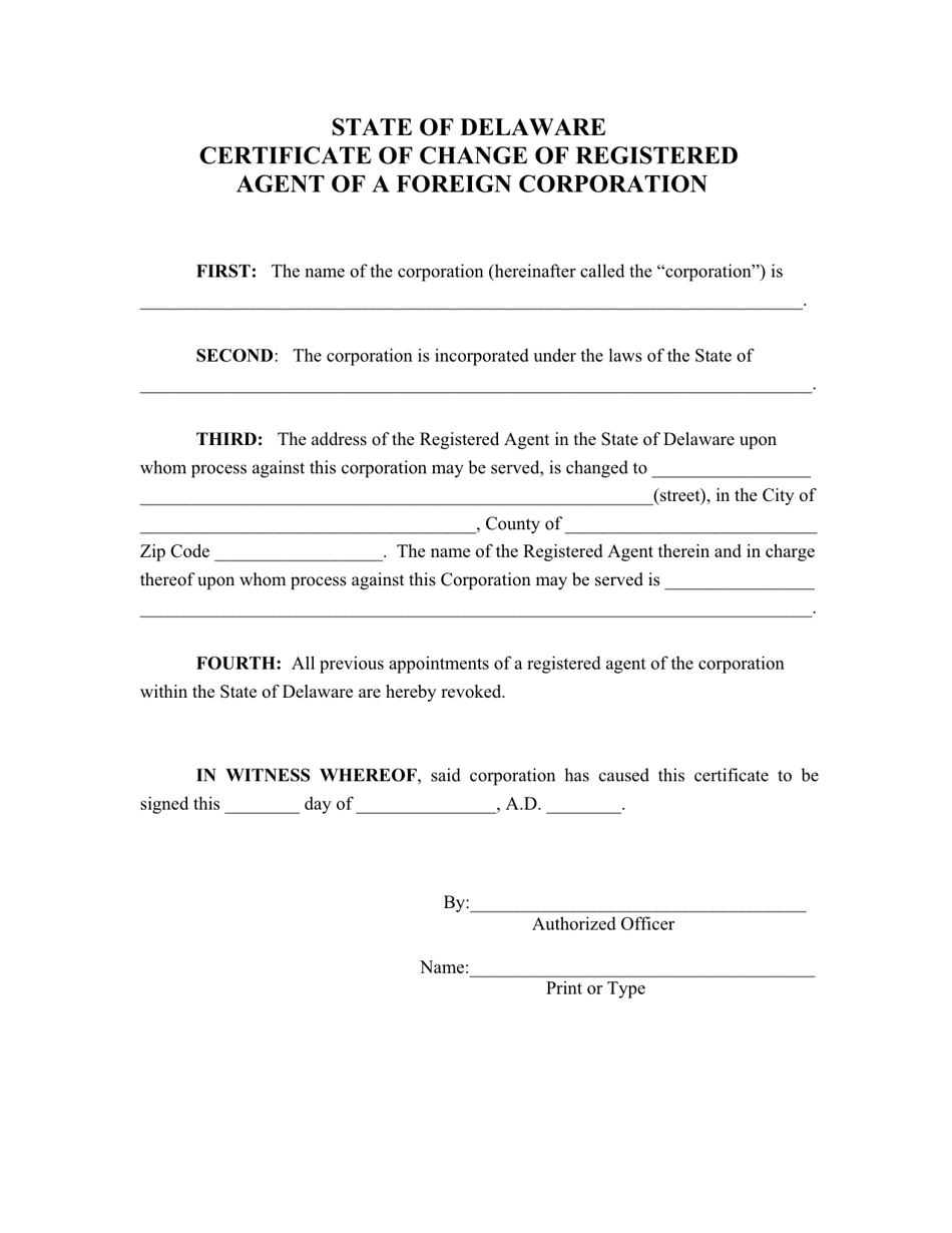 Certificate of Change of Registered Agent of a Foreign Corporation - Delaware, Page 2