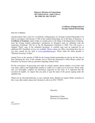 Certificate of Registration of Foreign Limited Partnership - Delaware