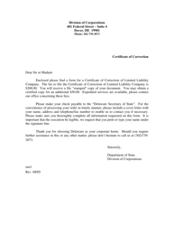 Certificate of Correction of a Limited Liability Company - Delaware