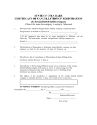 Certification of Cancellation of a Foreign Limited Liability Company - Delaware, Page 2