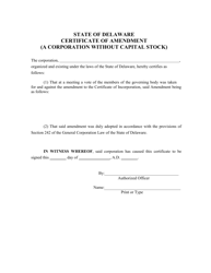 Certificate of Amendment for Exempt Non-stock - Delaware, Page 2