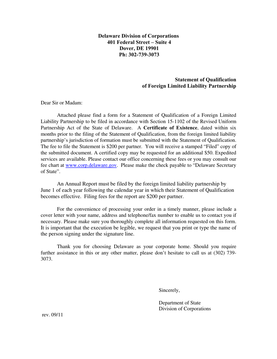 Statement of Qualification of Foreign Limited Liability Partnership - Delaware, Page 1