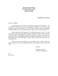 Document preview: Certificate of Correction of a Partnership to Be Filed Pursuant to Section 15-118(A) - Delaware