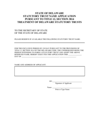 Application for Reservation of Statutory Trust Name - Delaware, Page 2