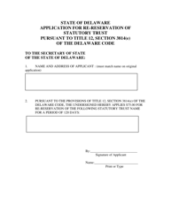 Application for Re-reservation of Statutory Trust Name - Delaware, Page 2