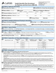 Document preview: Form HBD-30 Health Benefits Plan Enrollment for Retirees and Survivors - California