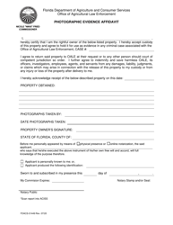 Document preview: Form FDACS-01449 Photographic Evidence Affidavit - Florida