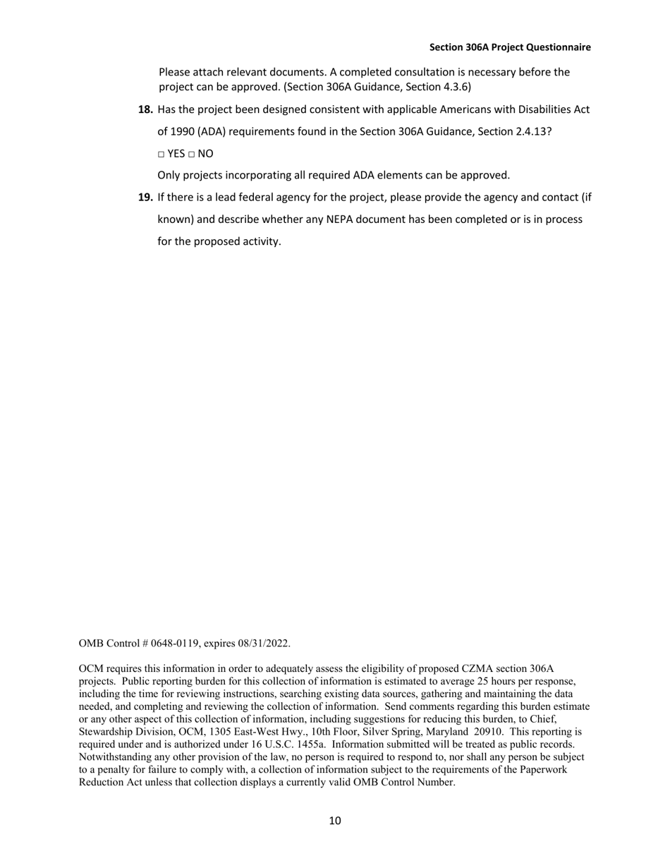 Section 306a Project Questionnaire, Page 10