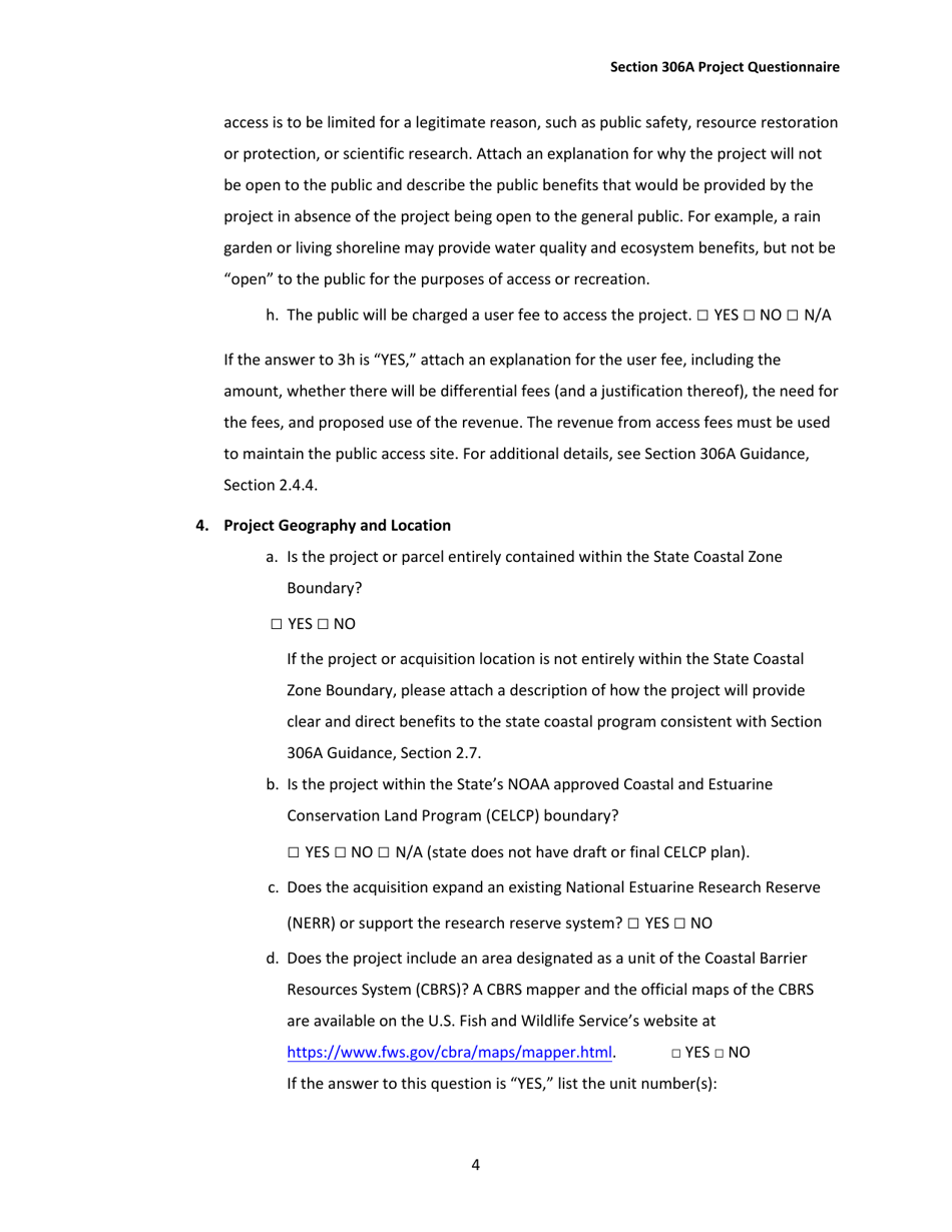 Section 306a Project Questionnaire, Page 4