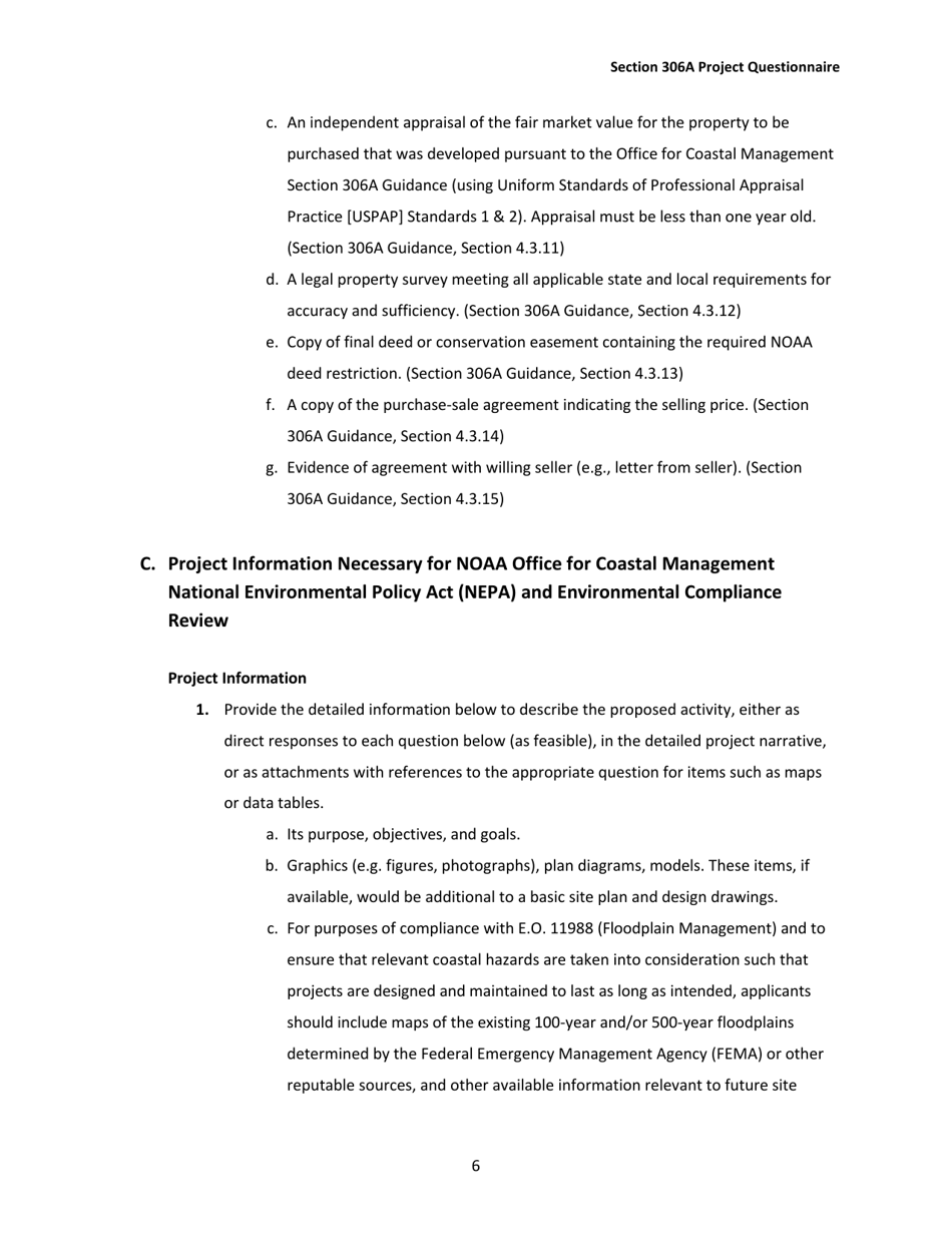 Section 306a Project Questionnaire, Page 6