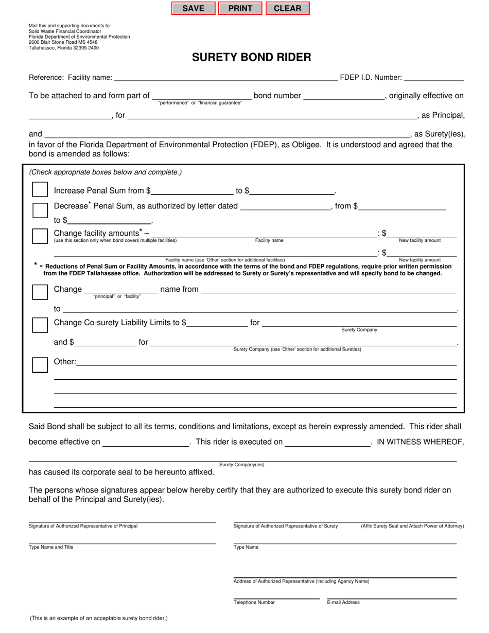 Florida Surety Bond Rider Fill Out, Sign Online and Download PDF Templateroller