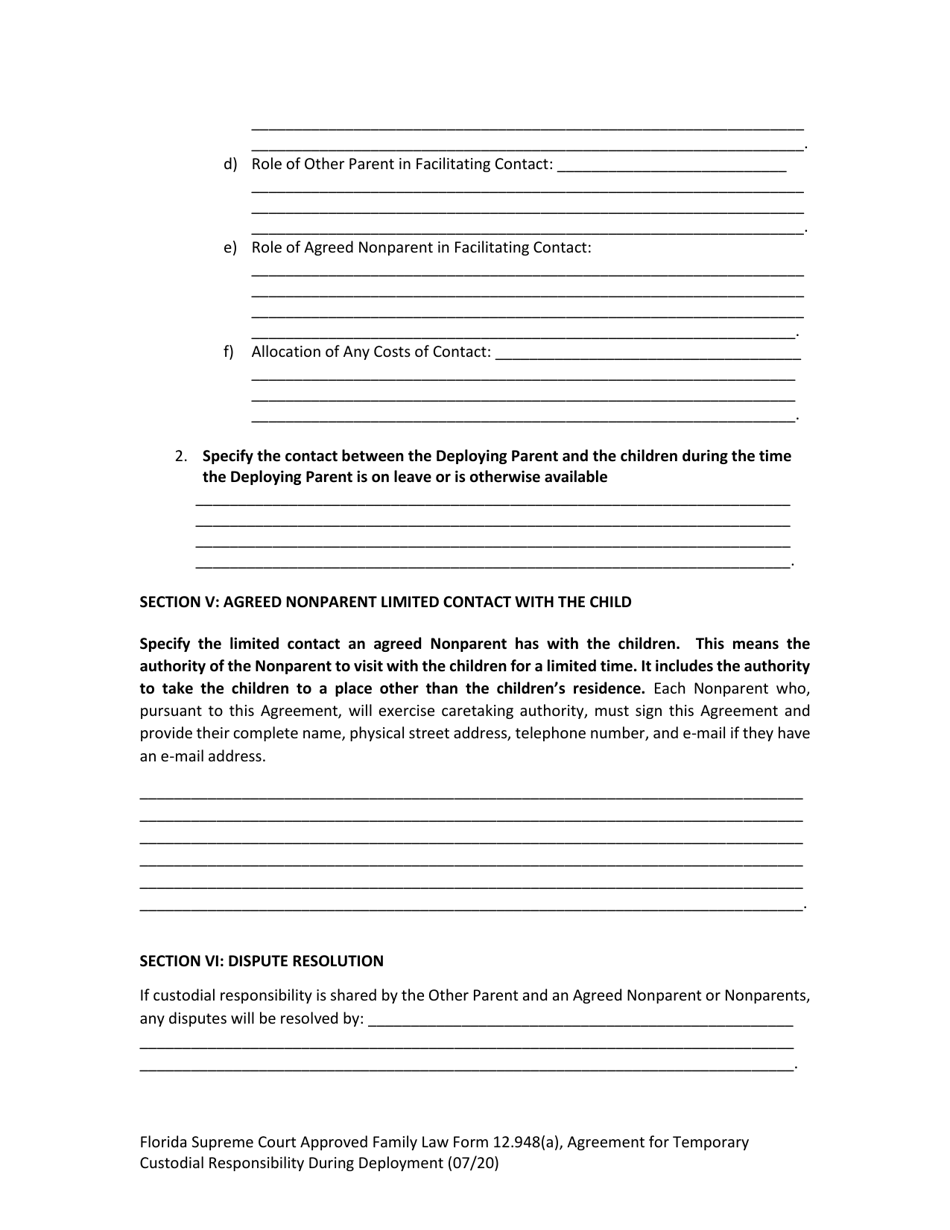 Family Law Form 12.948(A) Agreement for Temporary Custodial Responsibility During Deployment - Florida, Page 8