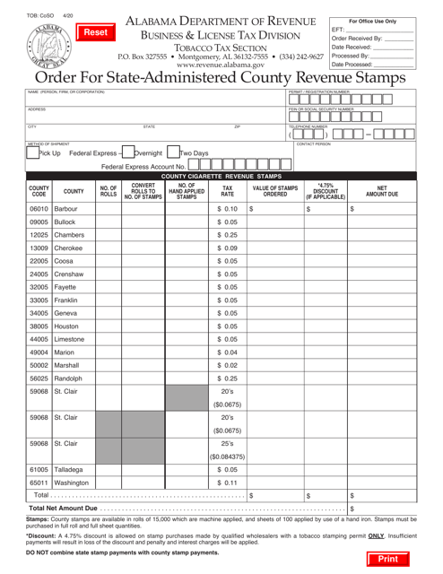 Form TOB: COSO  Printable Pdf