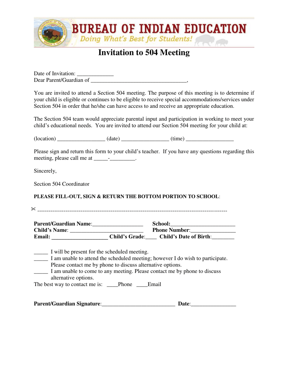 Invitation to 504 Meeting, Page 1