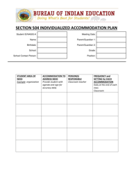 Section 504 Individualized Accommodation Plan